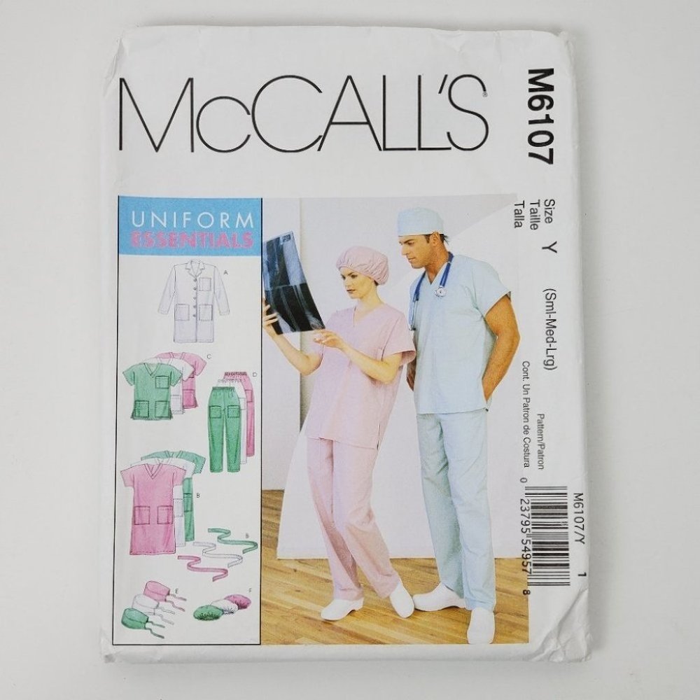 McCall's Uniform Essentials Medical Sewing Pattern Size Y (Sml-Med-Lg)